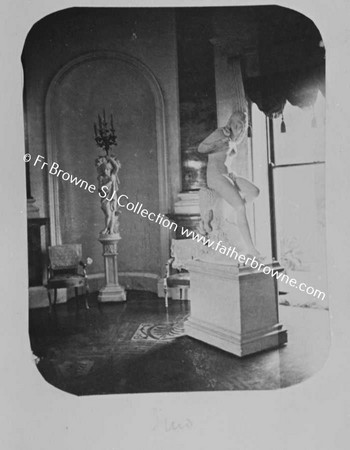 COPIES OF OLD PHOTOS LENT BY LORD CASTLEROSSE  ROUND HALL WITH STATUE OF EVE